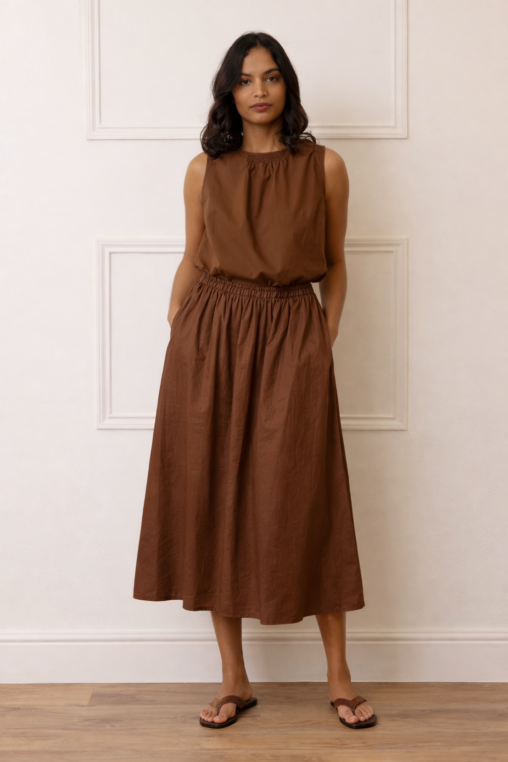 Drew Dip Hem Skirt - Chocolate - Eleven Loves
