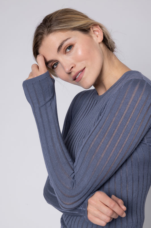 model wearing Rib Jumper Eleven Loves