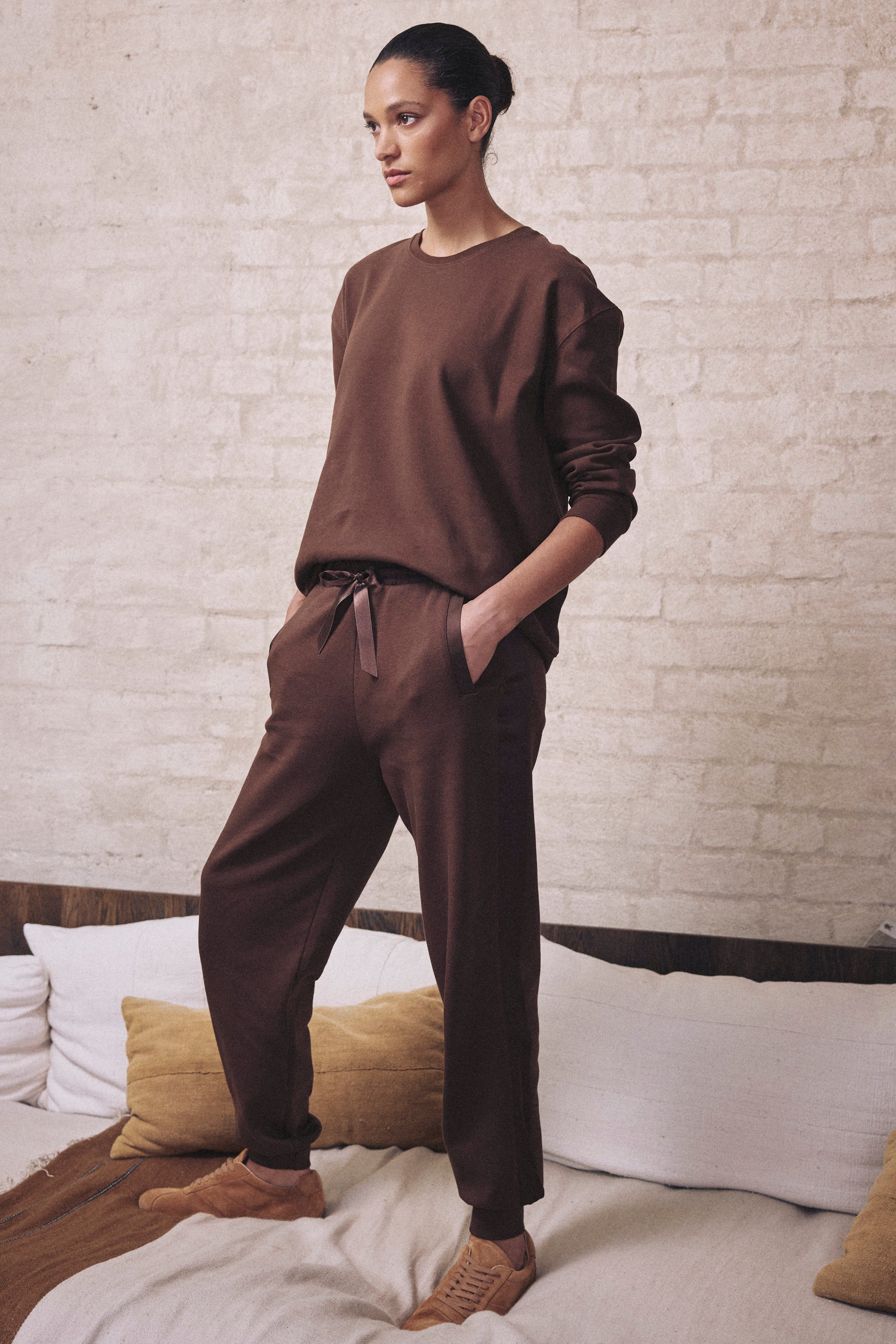 Perfect Side Stripe Joggers - Chocolate
