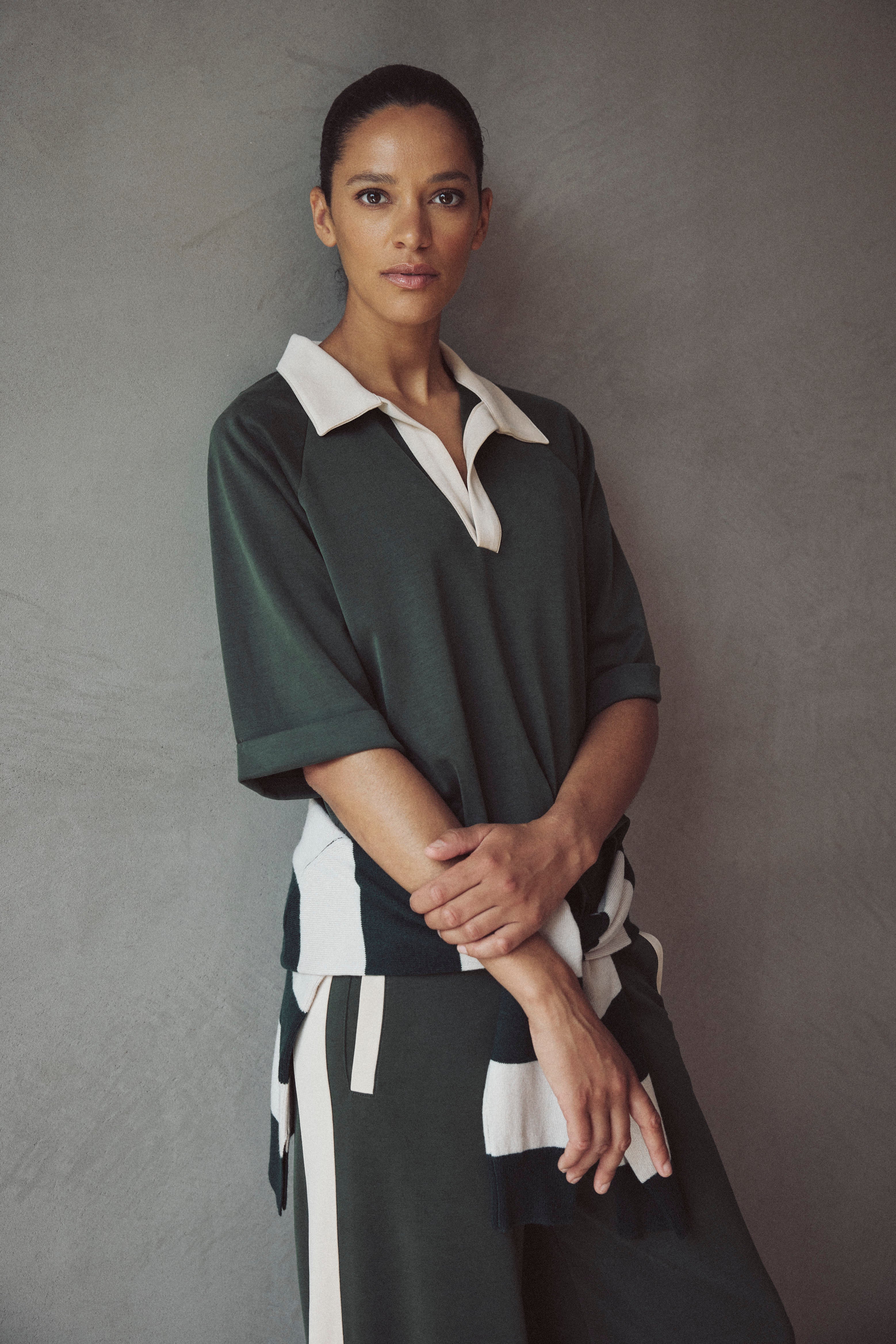 Robyn Modal Open Neck Sweatshirt - Olive