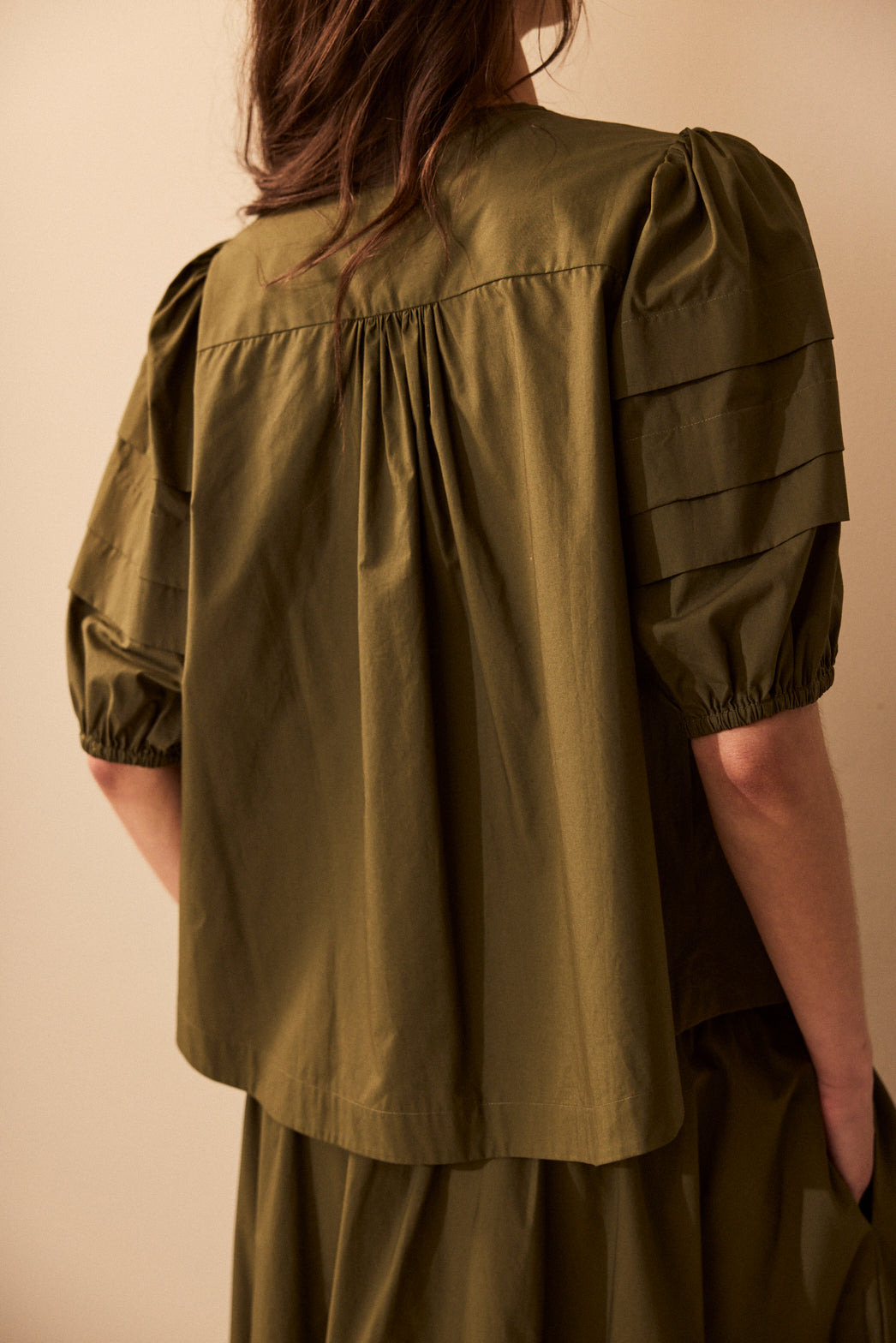 Sophia Pin Tuck Shirt - Olive - Eleven Loves
