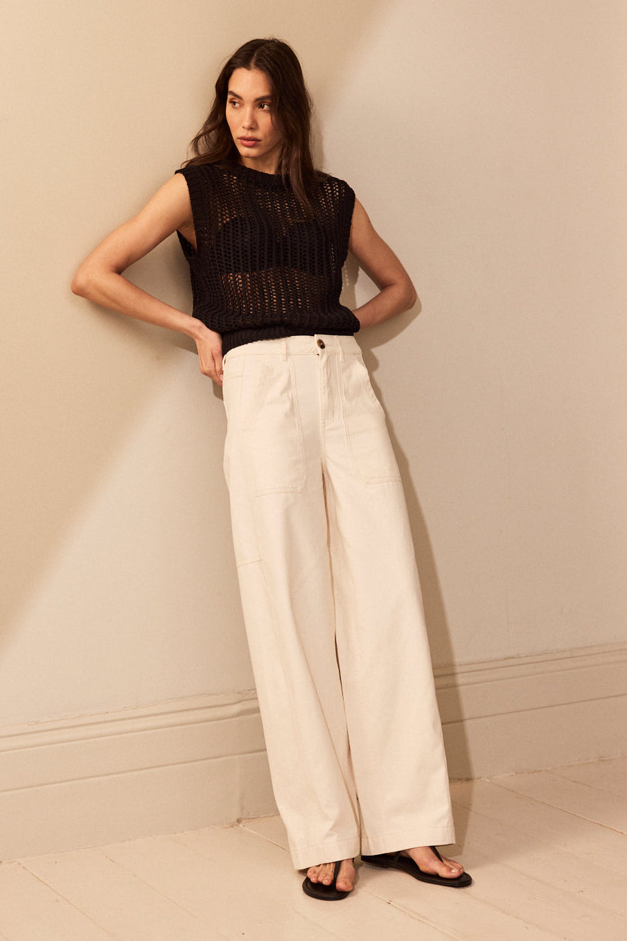 Billie Barrel Leg Trousers - Ecru - Eleven Loves