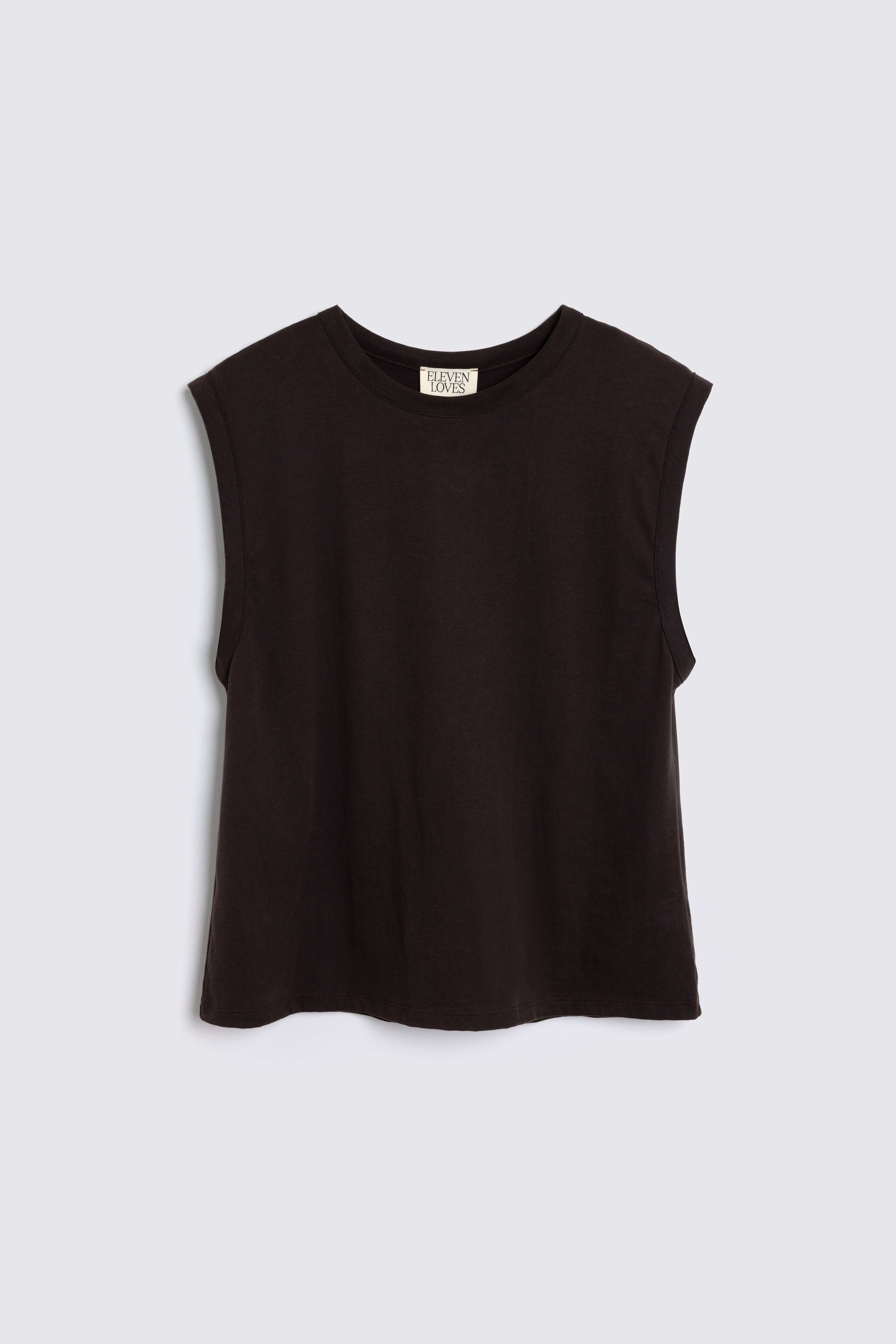 Skylar Shoulder Pad T-Shirt - Chocolate