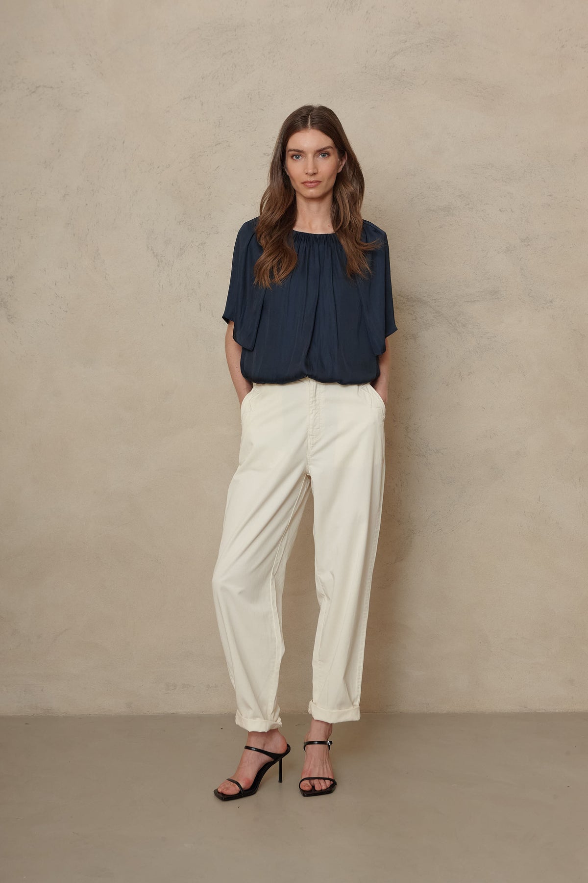 Sylvie Draped Blouse - Navy