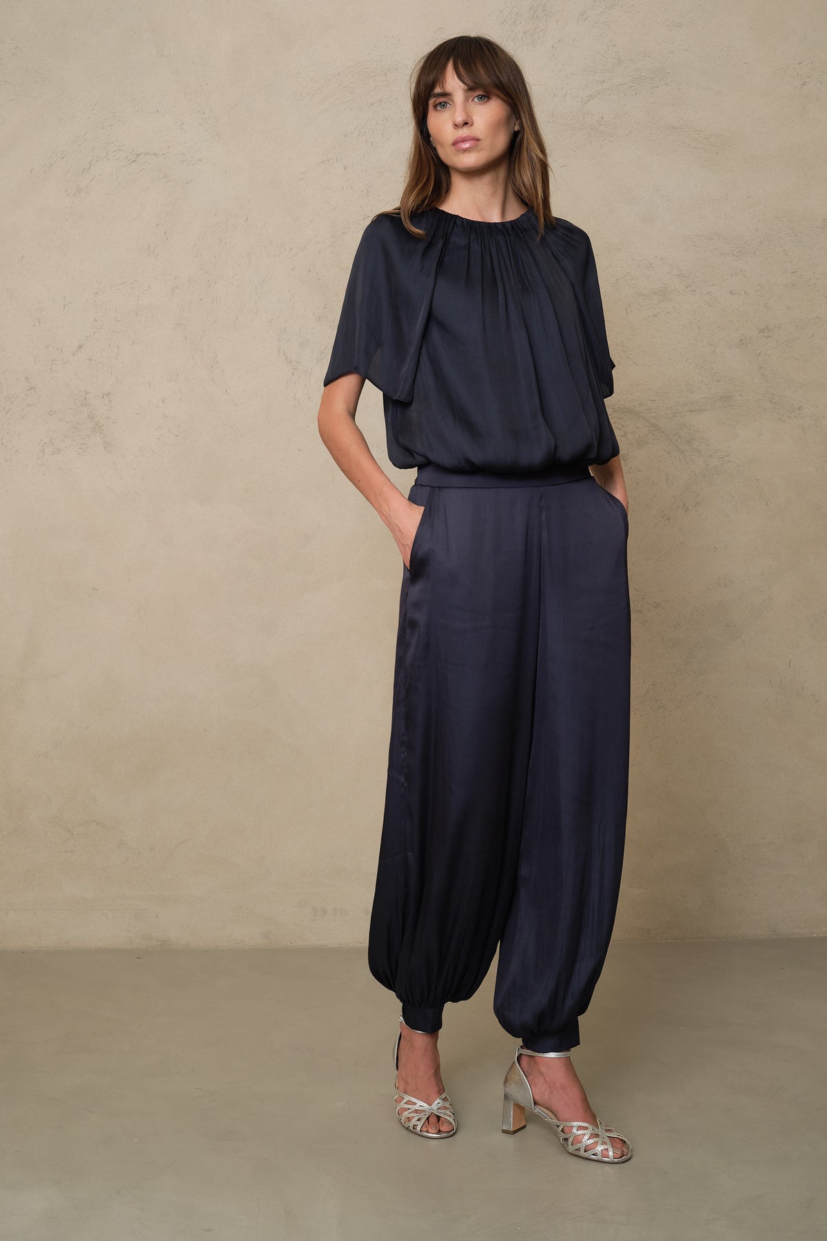 Sylvie Draped Blouse - Navy