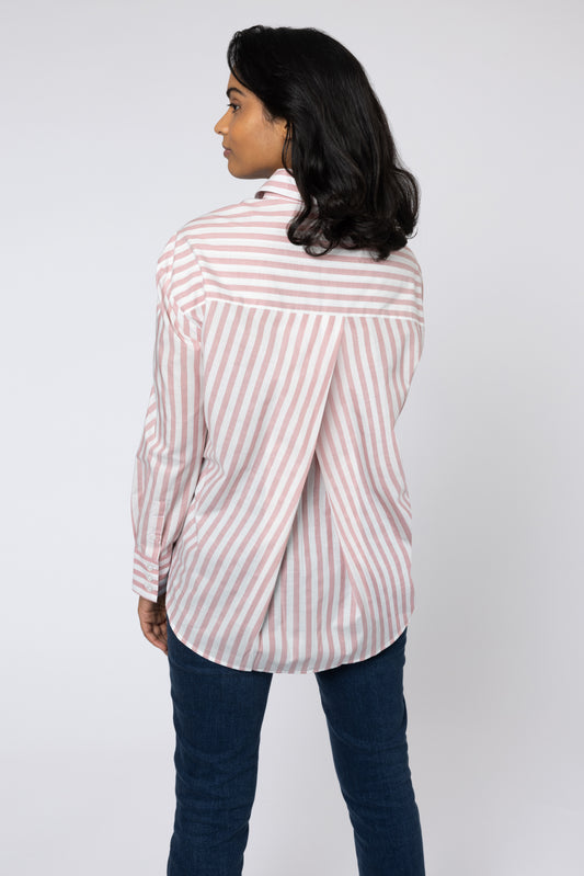 THE PERFECT CROSS BACK SHIRT (WHITE/PINK)