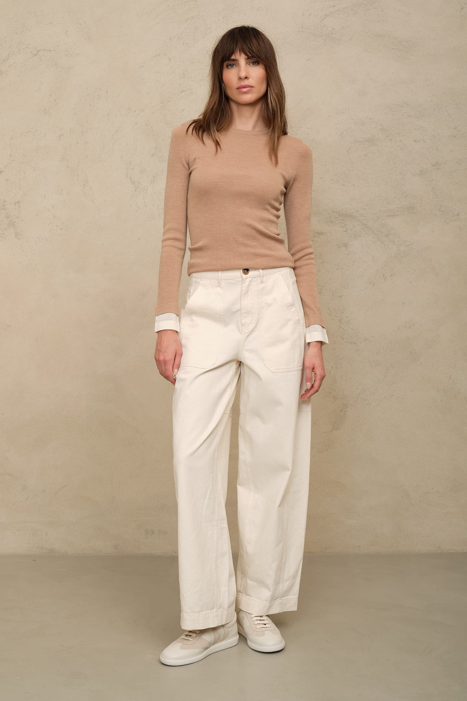 Billie Barrel Leg Trousers - Ecru
