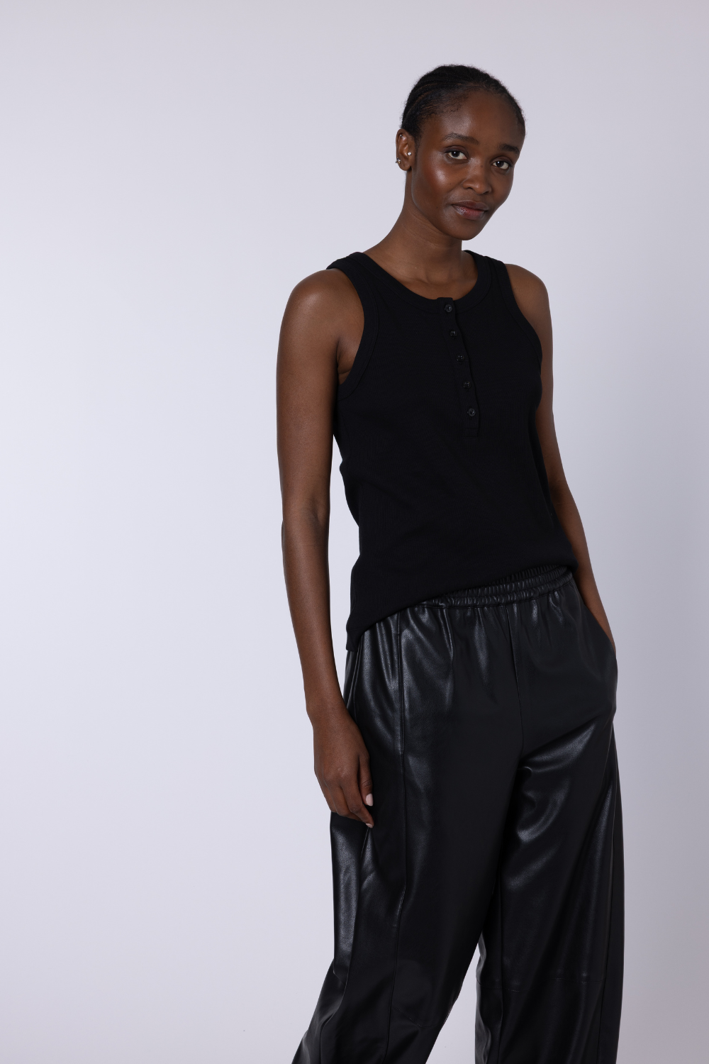 Mabel Button Down Vest - Black