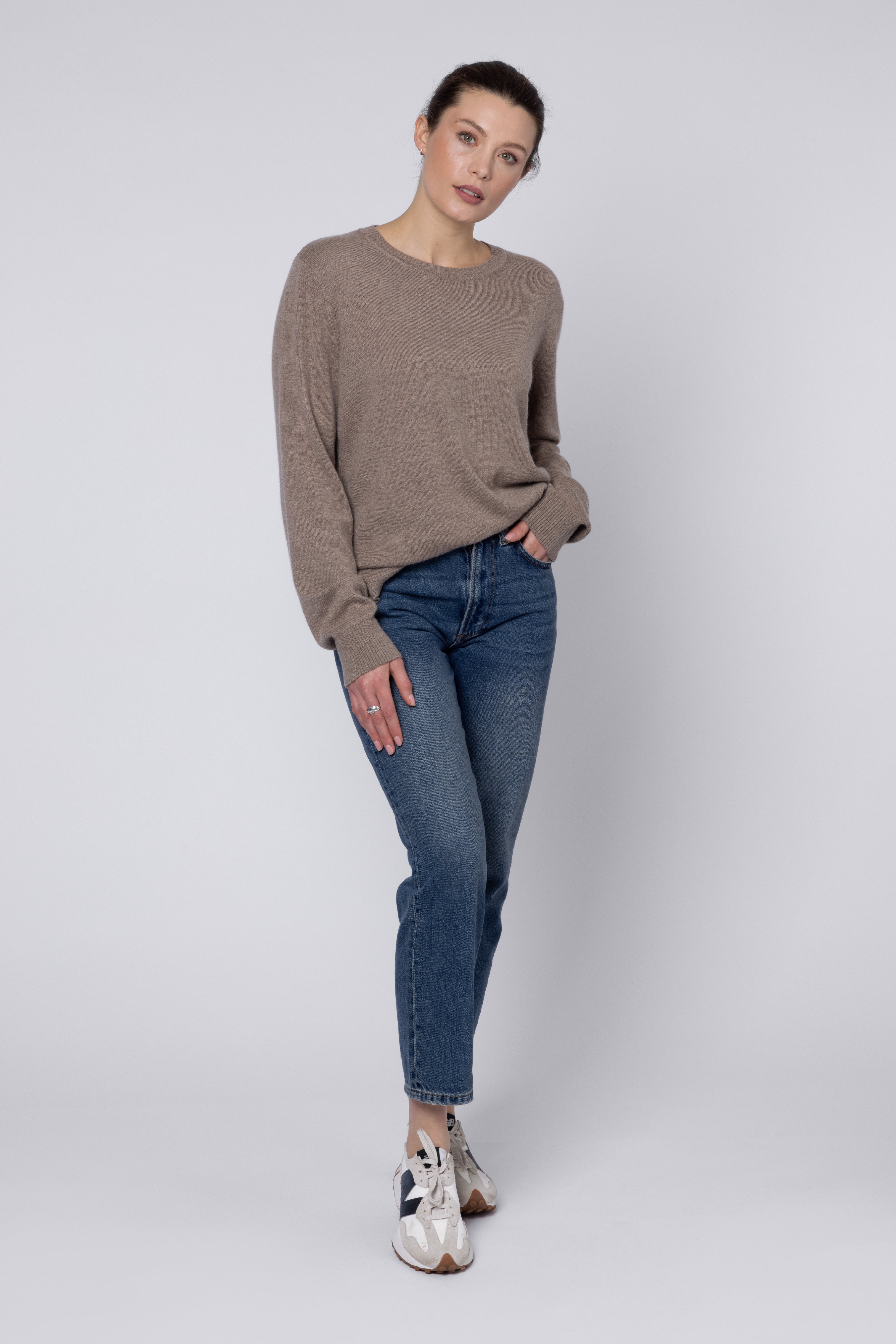 ALEX CREW NECK JUMPER MOLE TAUPE WOMENS KNITWEAR ELEVEN LOVES 11LOVES ELLEN LOVES