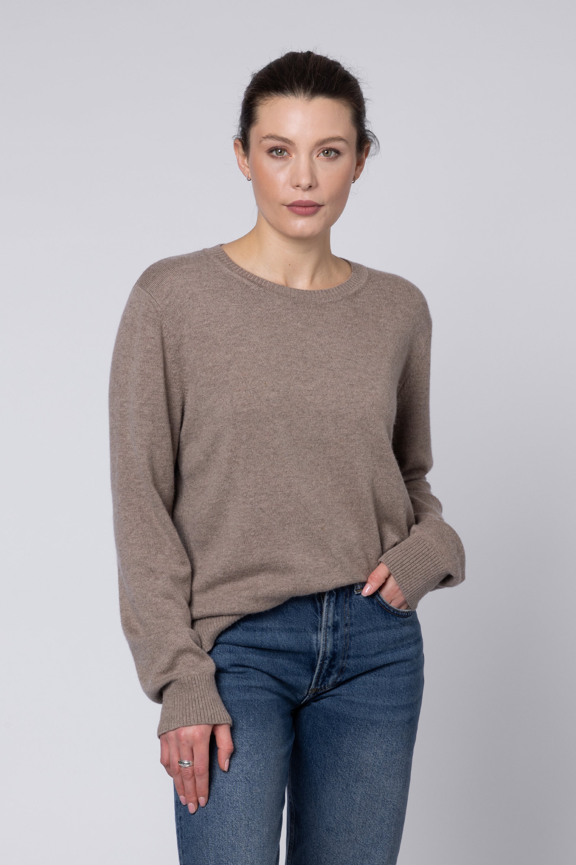 CASHMERE BLEND JUMPER MOLE TAUPE WOMENS KNITWEAR ELEVEN LOVES 11LOVES ELLEN LOVES