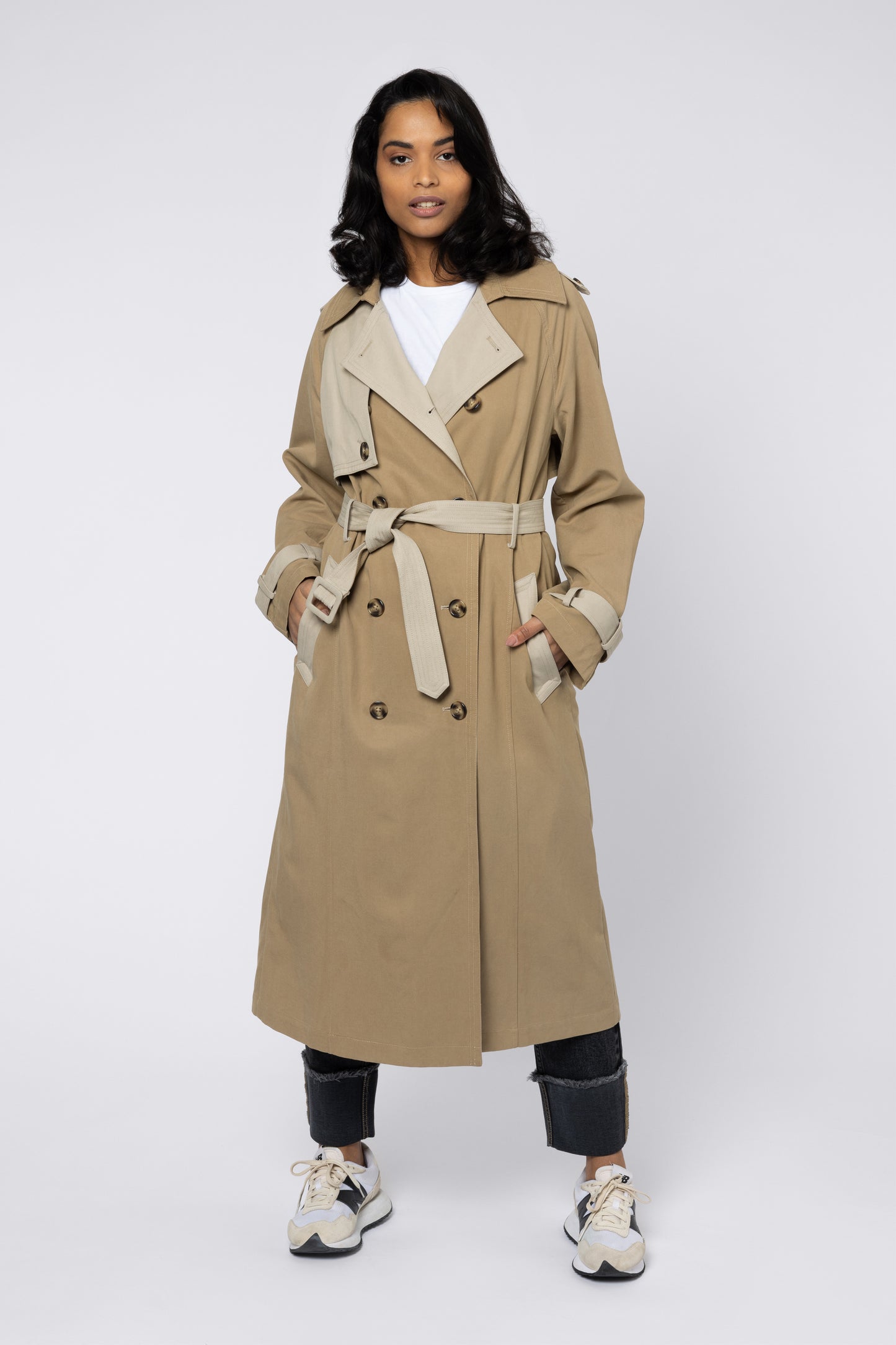 Tahlia trench coat two tone trench coat camel trench coat long trench coat eleven loves ellen loves 11loves 