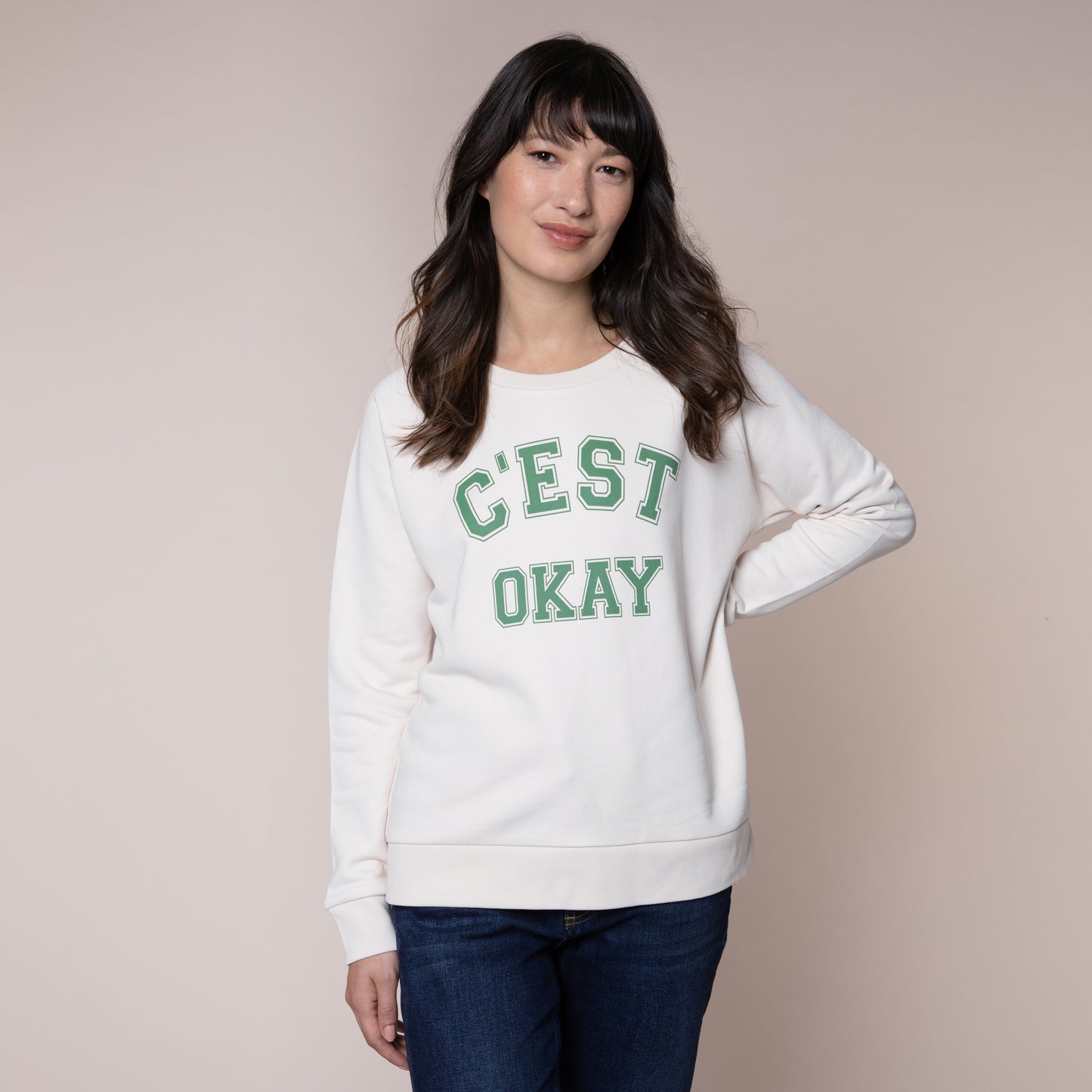 c'est okay white sweatshirt organic cotton Eleven Loves eleven loves elevenloves 11loves ellenloves